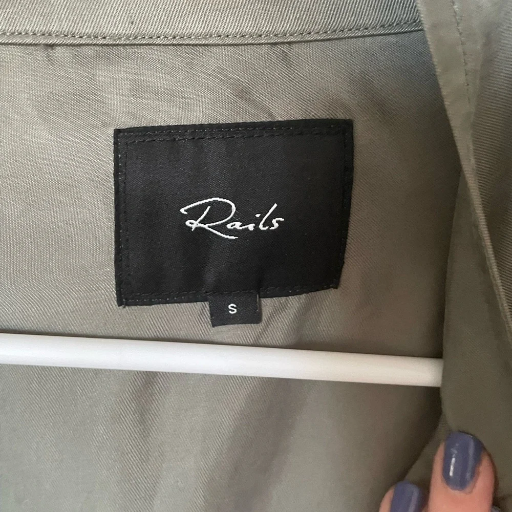 Rails Miles Sage Green Utility Jacket Pockets Drawstring Waist